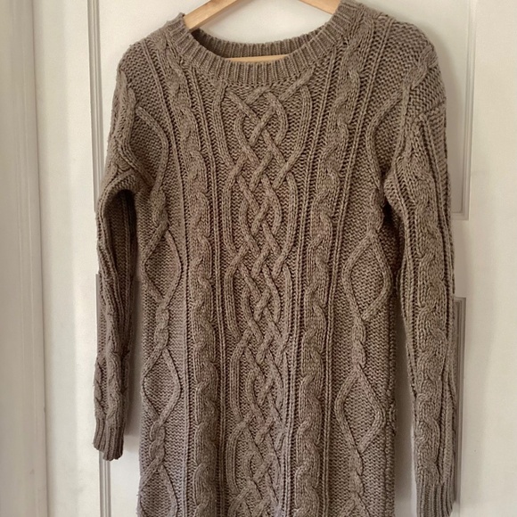 Moda International Women’s XS Wool Blend Cable Knit Pullover Sweater Dress Y2K - Picture 4 of 13